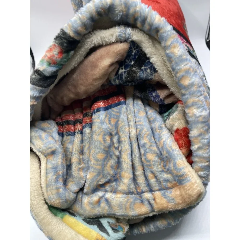 Johnny Was Windo Reversible Plush Blanket Drawstring Bag Floral‎